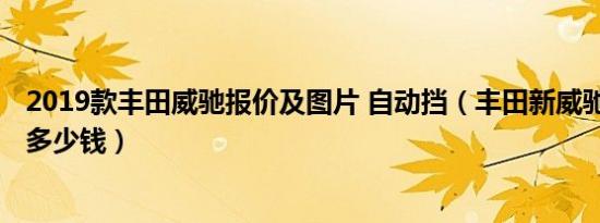 2019款丰田威驰报价及图片 自动挡（丰田新威驰2019报价多少钱）