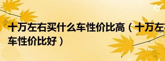 十万左右买什么车性价比高（十万左右买什么车性价比好）