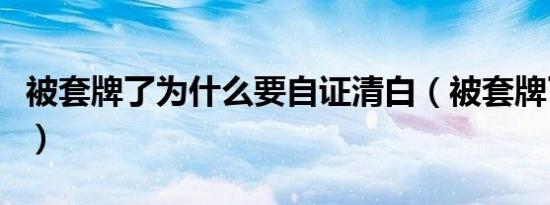 被套牌了为什么要自证清白（被套牌了怎么办）