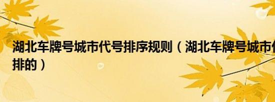 湖北车牌号城市代号排序规则（湖北车牌号城市代号是怎么排的）