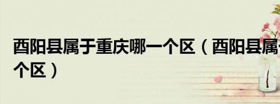 酉阳县属于重庆哪一个区（酉阳县属于重庆哪个区）