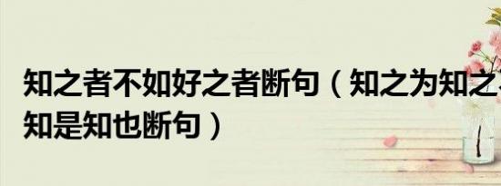 知之者不如好之者断句（知之为知之不知为不知是知也断句）