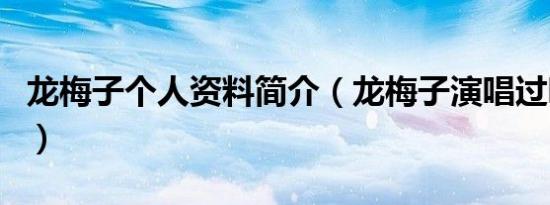 龙梅子个人资料简介（龙梅子演唱过哪些歌曲）