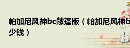 帕加尼风神bc敞篷版（帕加尼风神bc超跑多少钱）