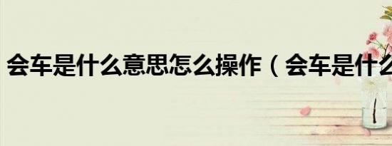 会车是什么意思怎么操作（会车是什么意思）