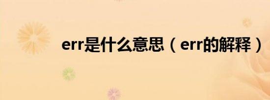 err是什么意思（err的解释）