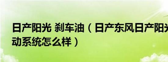 日产阳光 刹车油（日产东风日产阳光刹车制动系统怎么样）