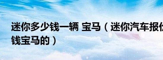 迷你多少钱一辆 宝马（迷你汽车报价要多少钱宝马的）