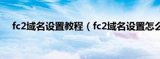 fc2域名设置教程（fc2域名设置怎么弄）
