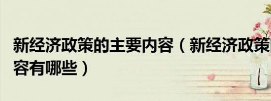 新经济政策的主要内容（新经济政策的主要内容有哪些）