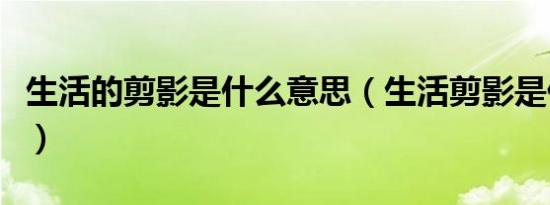 生活的剪影是什么意思（生活剪影是什么意思）