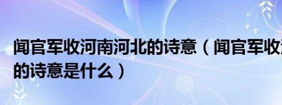 闻官军收河南河北的诗意（闻官军收河南河北的诗意是什么）