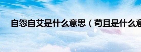 自怨自艾是什么意思（苟且是什么意思）