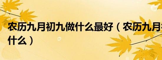 农历九月初九做什么最好（农历九月初九要干什么）