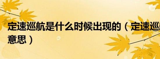 定速巡航是什么时候出现的（定速巡航是什么意思）