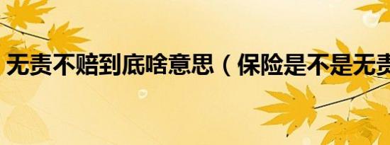 无责不赔到底啥意思（保险是不是无责不赔）