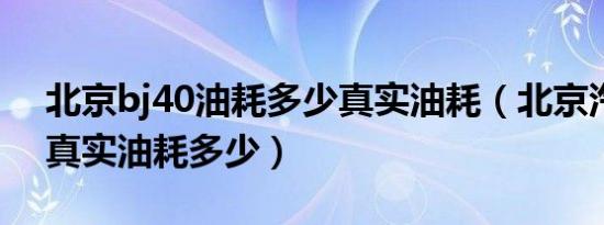 北京bj40油耗多少真实油耗（北京汽车b40真实油耗多少）