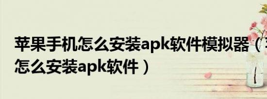苹果手机怎么安装apk软件模拟器（苹果手机怎么安装apk软件）