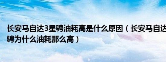 长安马自达3星骋油耗高是什么原因（长安马自达马自达3星骋为什么油耗那么高）