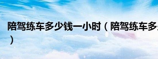 陪驾练车多少钱一小时（陪驾练车多少钱一天）