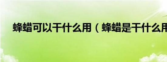 蜂蜡可以干什么用（蜂蜡是干什么用的）