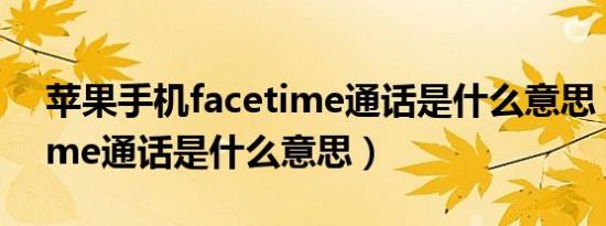 苹果手机facetime通话是什么意思（facetime通话是什么意思）