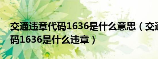 交通违章代码1636是什么意思（交通违章代码1636是什么违章）