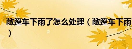 敞篷车下雨了怎么处理（敞篷车下雨了怎么办）