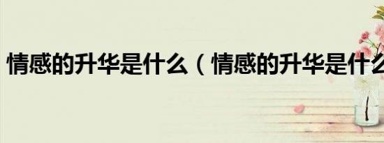 情感的升华是什么（情感的升华是什么意思）