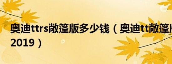 奥迪ttrs敞篷版多少钱（奥迪tt敞篷版多少钱2019）
