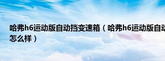 哈弗h6运动版自动挡变速箱（哈弗h6运动版自动挡变速箱怎么样）