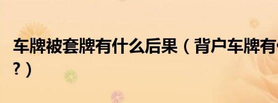 车牌被套牌有什么后果（背户车牌有什么风险?）