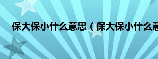 保大保小什么意思（保大保小什么意思）