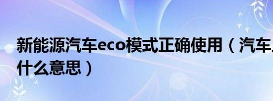 新能源汽车eco模式正确使用（汽车上eco是什么意思）