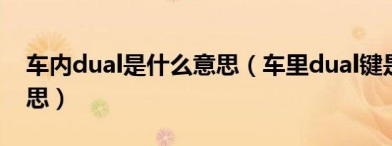 车内dual是什么意思（车里dual键是什么意思）