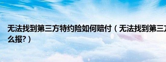 无法找到第三方特约险如何赔付（无法找到第三方特约险怎么报?）