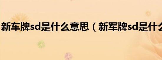 新车牌sd是什么意思（新军牌sd是什么意思）