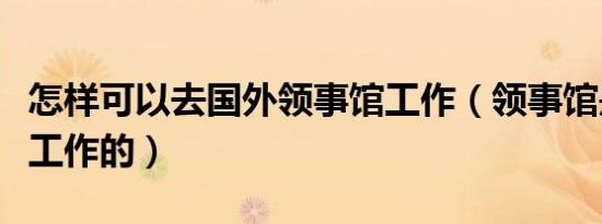 怎样可以去国外领事馆工作（领事馆是干什么工作的）