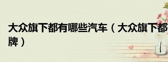 大众旗下都有哪些汽车（大众旗下都有哪些品牌）