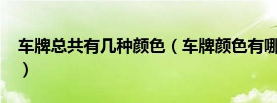 车牌总共有几种颜色（车牌颜色有哪些分类?）