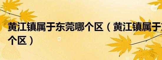 黄江镇属于东莞哪个区（黄江镇属于东莞市哪个区）