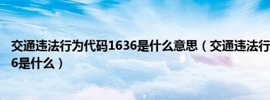 交通违法行为代码1636是什么意思（交通违法行为代码1636是什么）