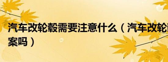 汽车改轮毂需要注意什么（汽车改轮毂需要备案吗）