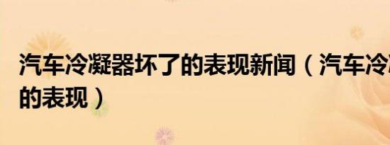 汽车冷凝器坏了的表现新闻（汽车冷凝器坏了的表现）