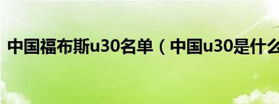 中国福布斯u30名单（中国u30是什么意思）
