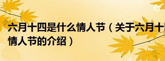 六月十四是什么情人节（关于六月十四是什么情人节的介绍）