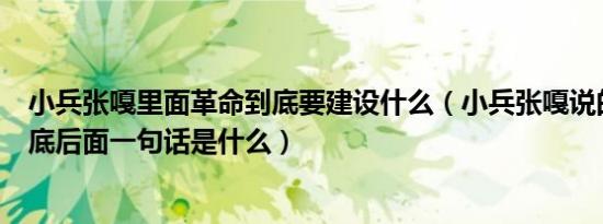 小兵张嘎里面革命到底要建设什么（小兵张嘎说的要革命到底后面一句话是什么）