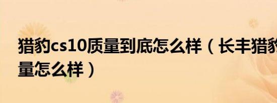 猎豹cs10质量到底怎么样（长丰猎豹cs10质量怎么样）
