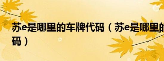 苏e是哪里的车牌代码（苏e是哪里的车牌号码）