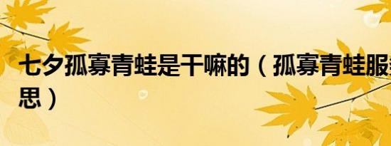 七夕孤寡青蛙是干嘛的（孤寡青蛙服务什么意思）